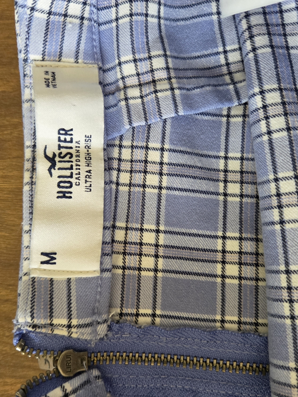 Hollister Y2K Light Blue Plaid Skirt with Zip